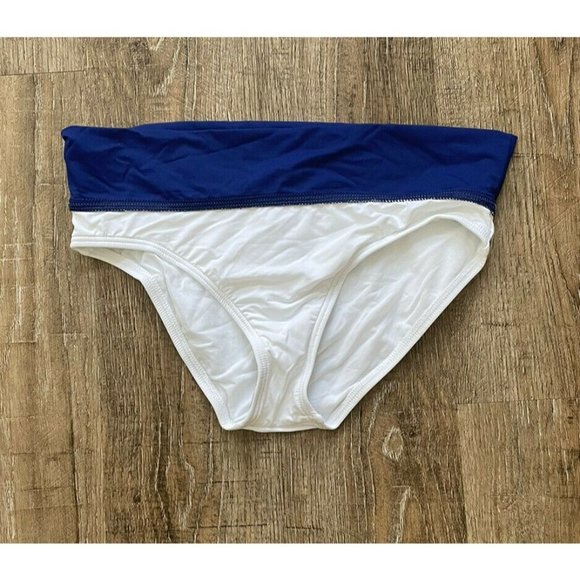 Tommy Bahama Womens Fold Over Bikini Swimsuit Bottom White Blue Sz Small - Picture 2 of 4